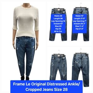 Frame Le Original Distressed Ankle/Cropped Jeans Size 28